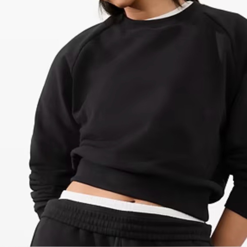 Athleta Black Forever Fleece Relaxed Crew Sweatshirt, Size Small